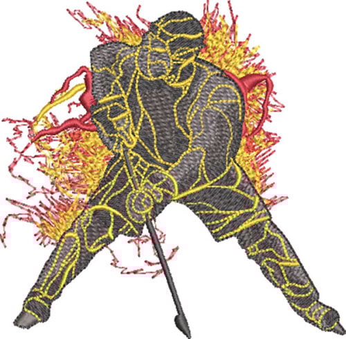 Embroidery Design: Lava Hockey Player 3 sizes