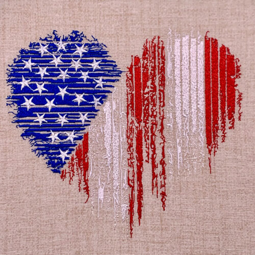 Embroidery Design: American Flag Heart 3 sizes