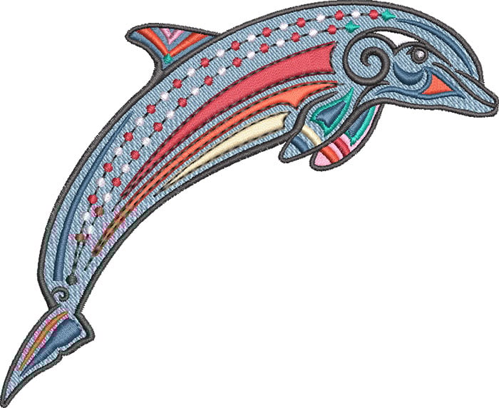 Embroidery Design: Graphic Dolphin 3 sizes