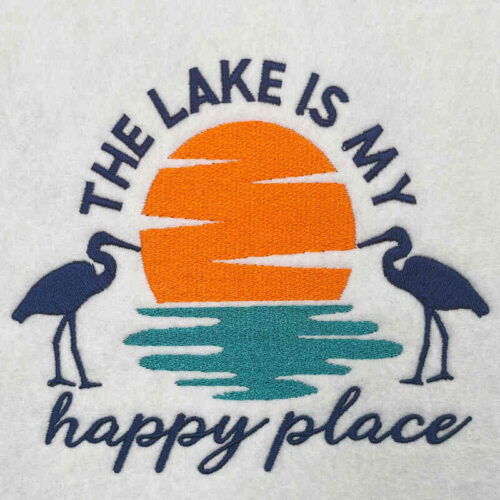 Lake is my happy place embroidery design