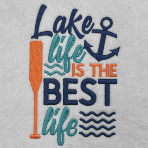 Lake life embroidery design