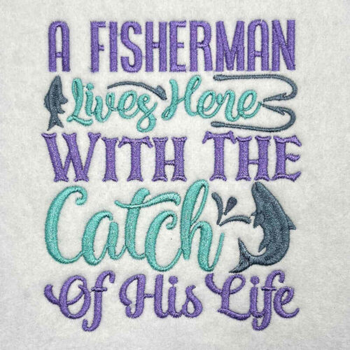 Fisherman lives here embroidery design