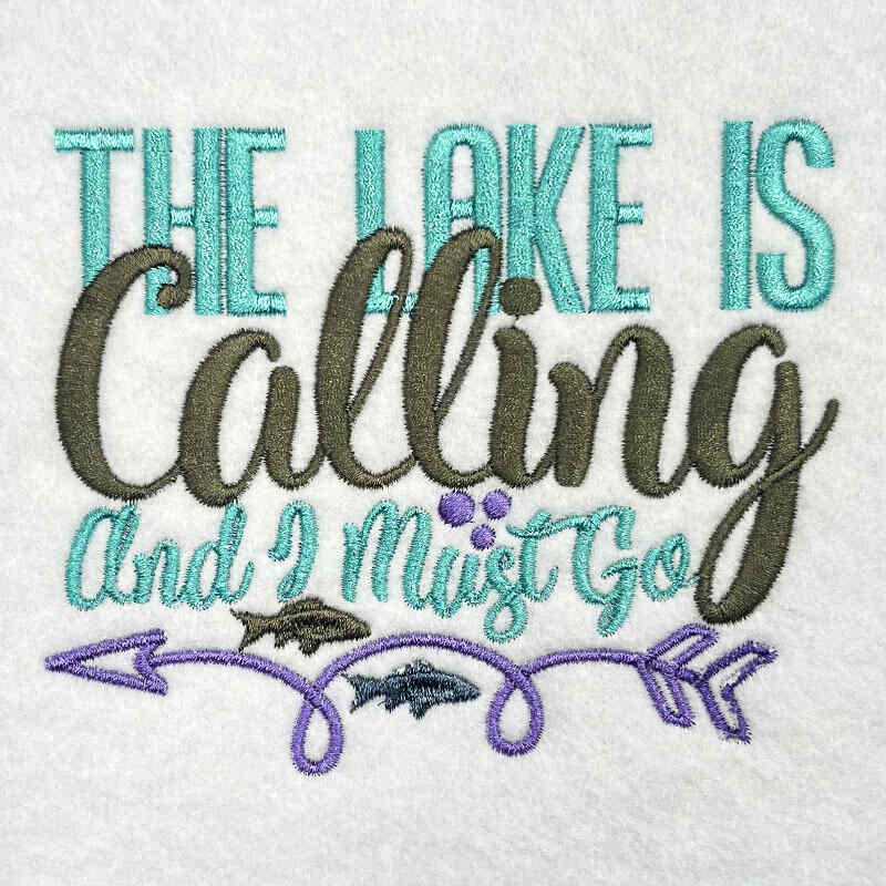 Lake is calling embroidery design