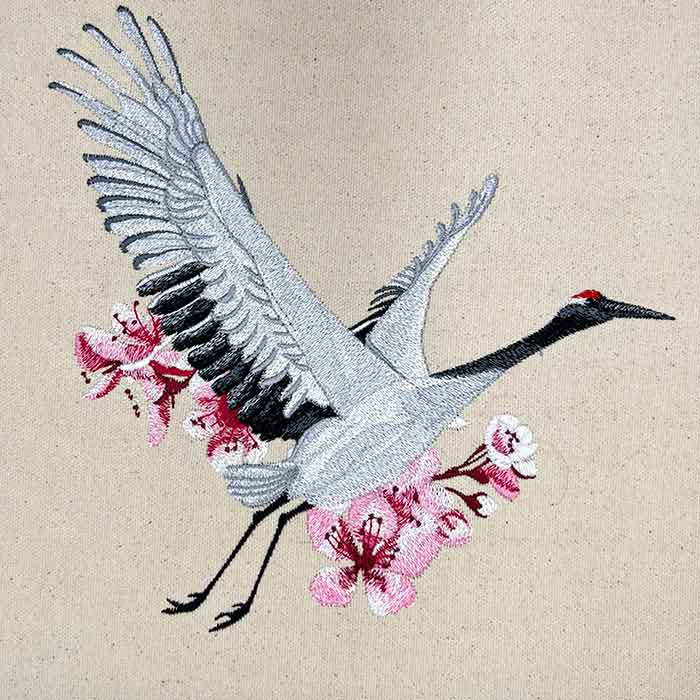 Okinawa1 | Embroidery Legacy Okinawa Crane in flight embroidery design