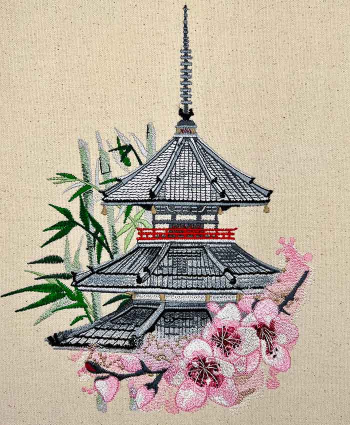 Okinawa10 | Embroidery Legacy Okinawa Pagoda embroidery design