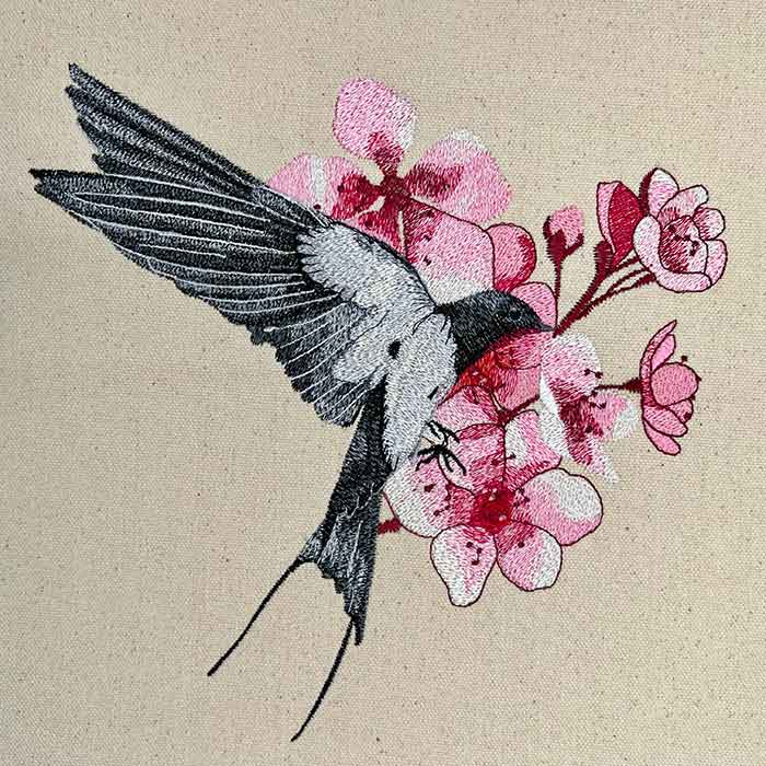 Okinawa5 | Embroidery Legacy Okinawa bird with blossoms embroidery design