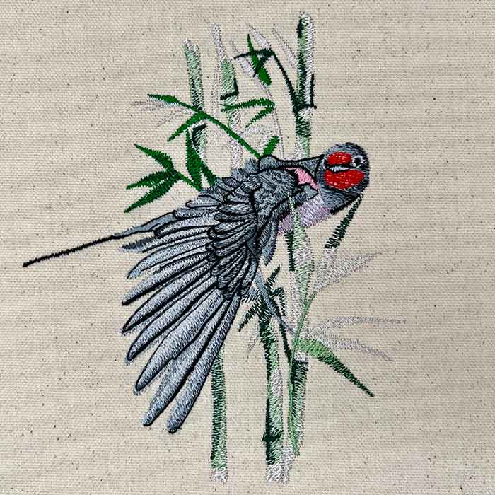 Okinawa9 | Embroidery Legacy Okinawa bird with bamboo embroidery design