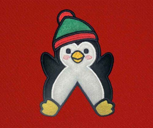 Penguin applique embroidery design