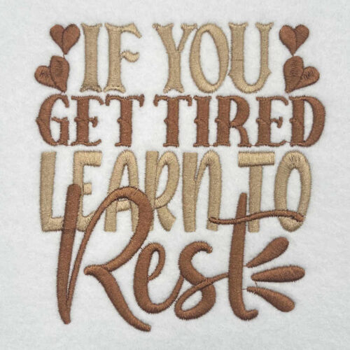 learn to rest embroidery design