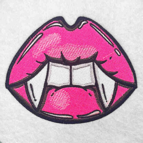 vampire lips embroidery design
