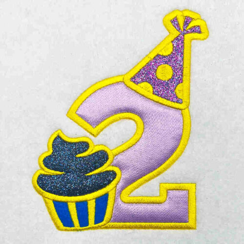 Embroidery Design: Birthday Number 2 Applique – 2 sizes