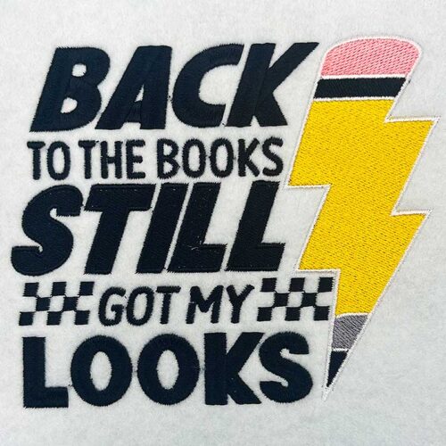 Back to the books embroidery design