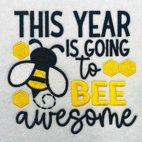 Bee awesome embroidery design