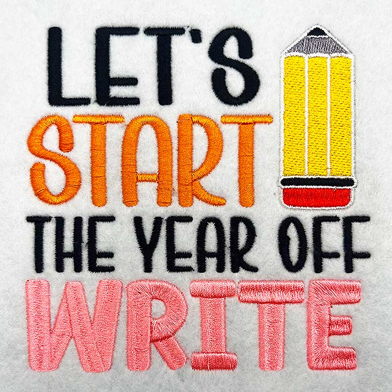 Start off write embroidery design