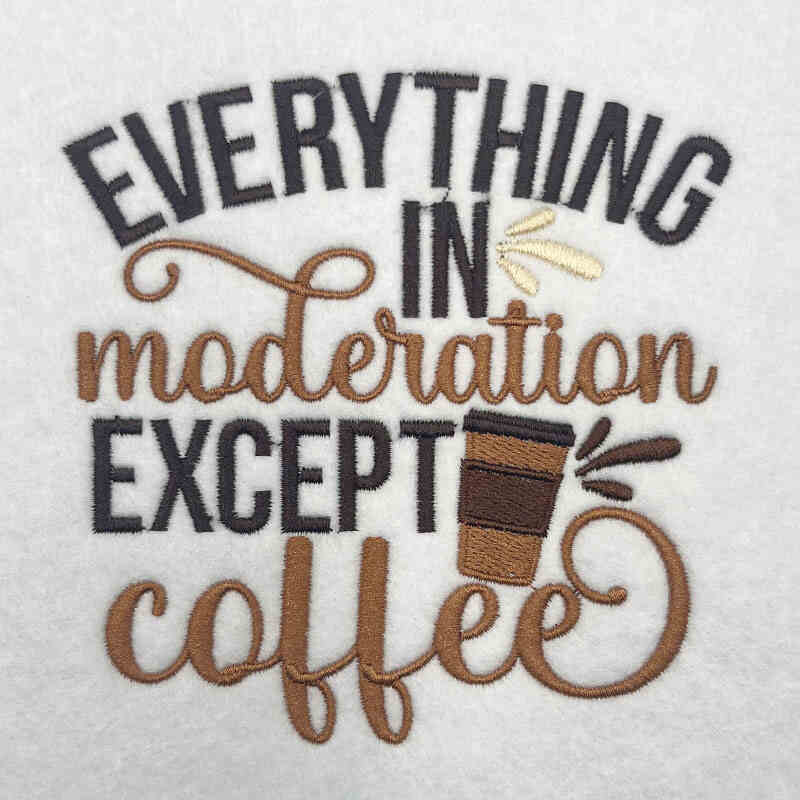 Everything in moderation embroidery design