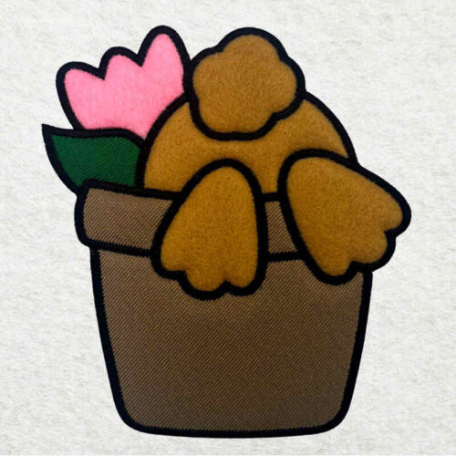 Bunny in pot applique embroidery design