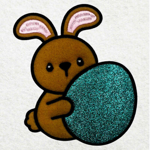 bunny holding egg applique embroidery design