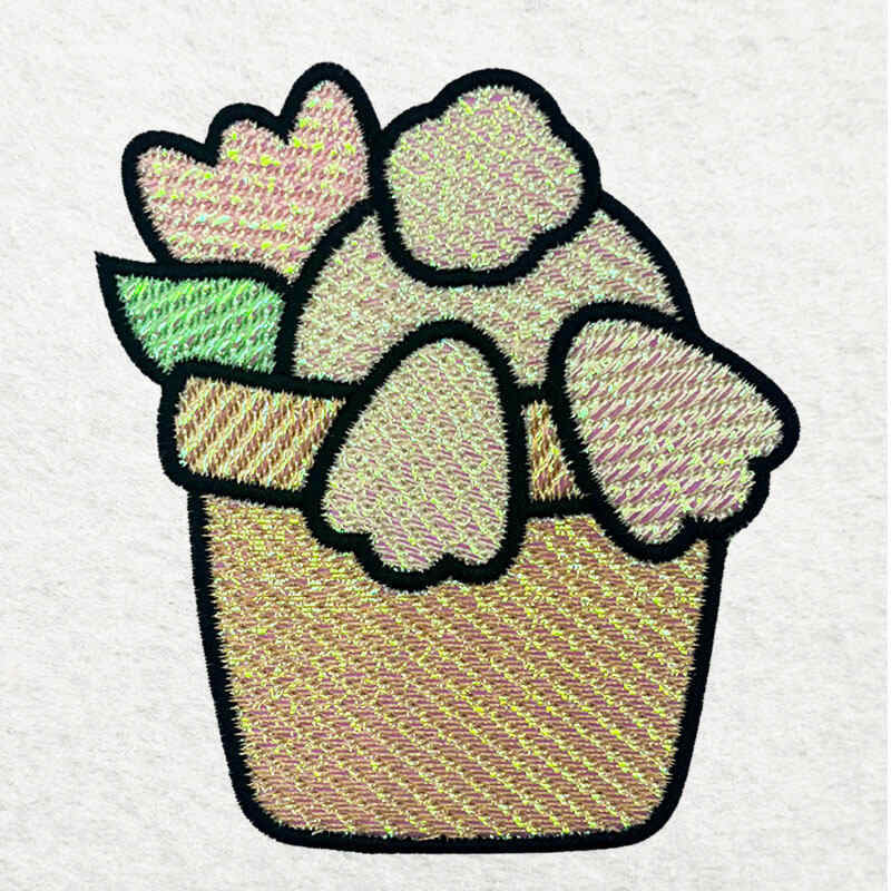 bunny in flower pot mylar embroidery design