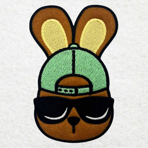 bunny wearing sunglasses applique embroidery design