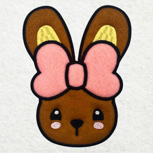 bunny with bow applique embroidery design