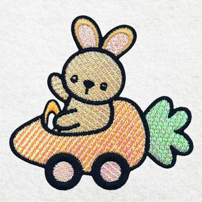 carrot car mylar embroidery design