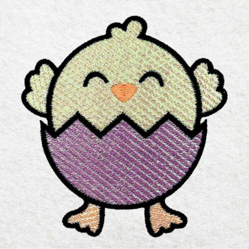 chick in egg mylar embroidery design
