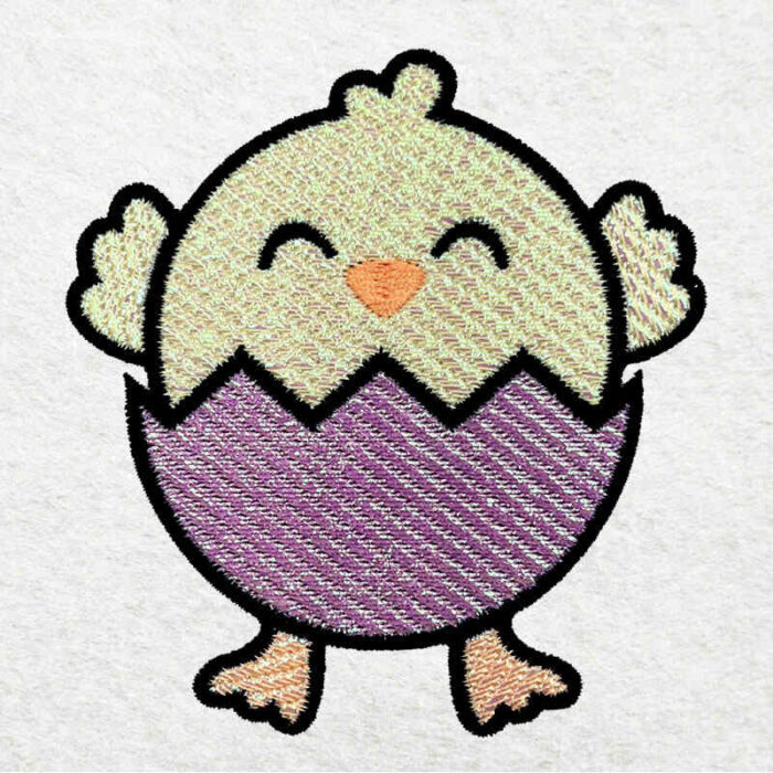chick in egg mylar embroidery design
