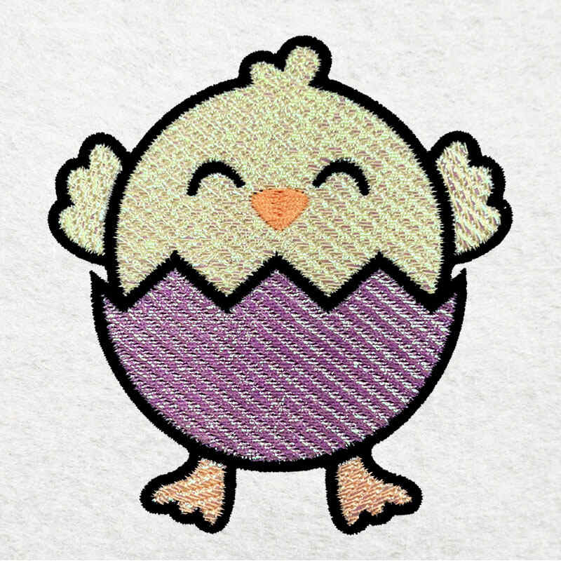 chick in egg mylar embroidery design