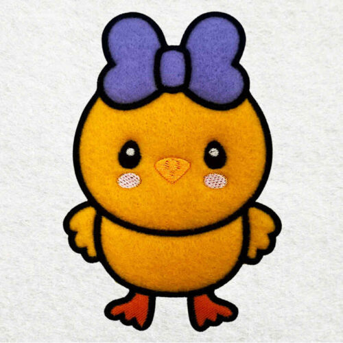 girl chick applique embroidery design
