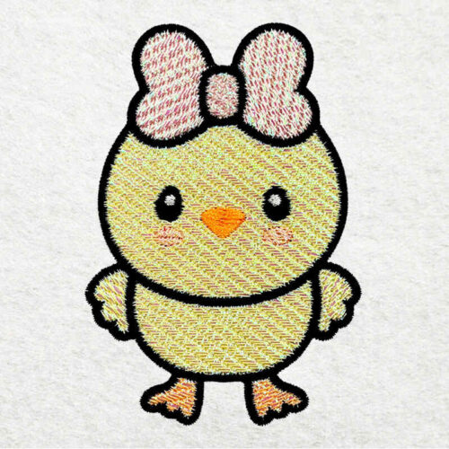girl chick mylar embroidery design