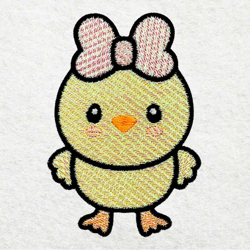 girl chick mylar embroidery design