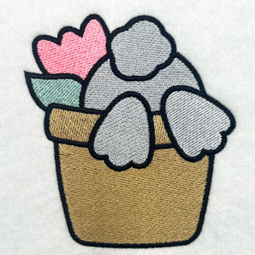 Bunny in pot embroidery design