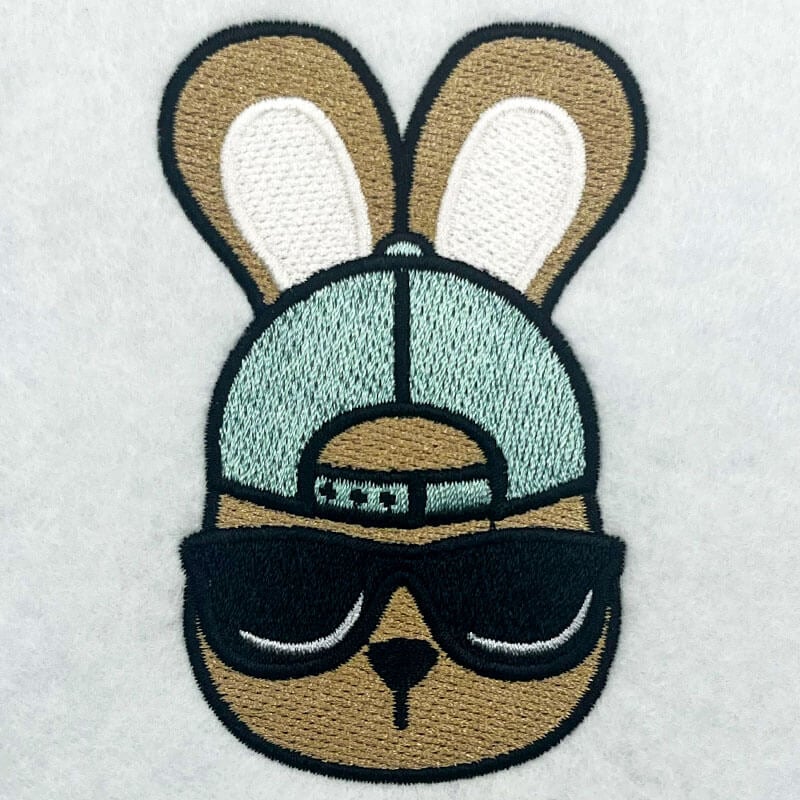 bunny wearing sunglasses embroidery design