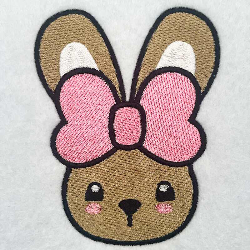 bunny with bow embroidery design