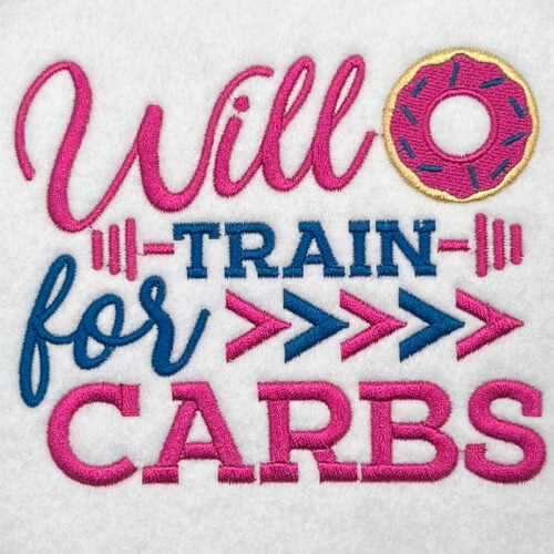will train for carbs embroidery design