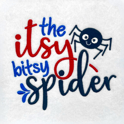 Itsy bitsy spider embroidery design
