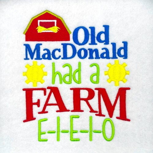 MacDonald farm embroidery design
