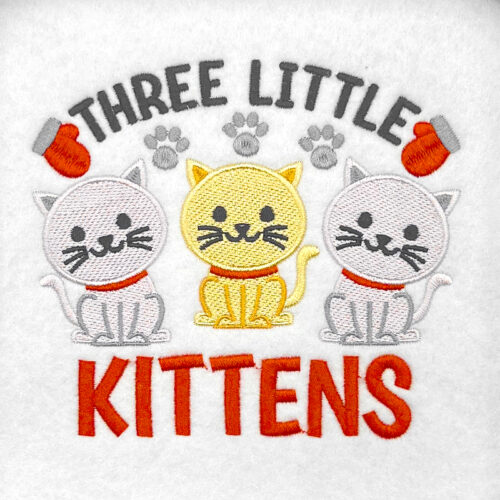 3 little kittens embroidery design