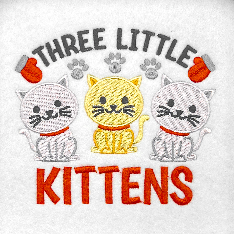 3 little kittens embroidery design