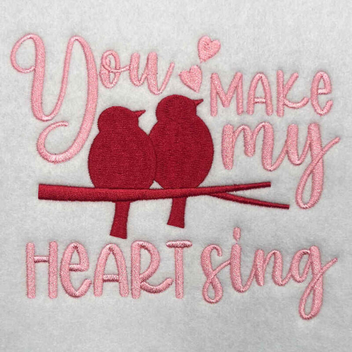Heart sing embroidery design