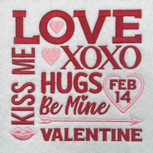 love word art embroidery design
