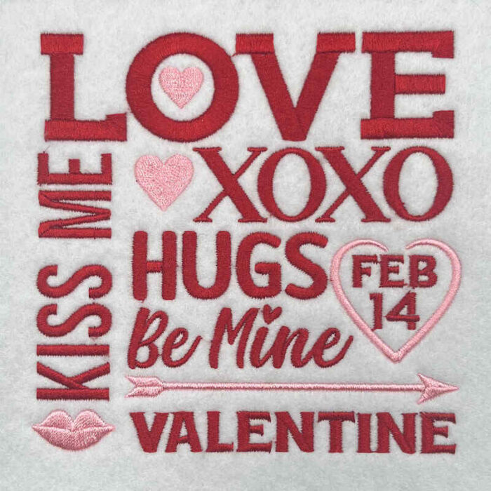 love word art embroidery design