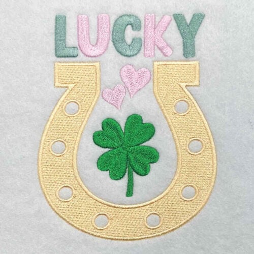 Lucky horseshoe embroidery design