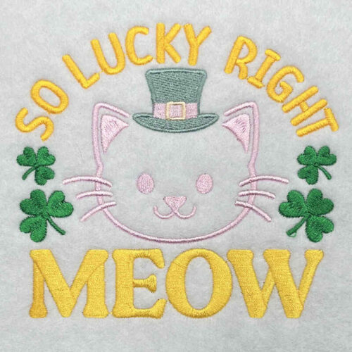 Lucky meow embroidery design