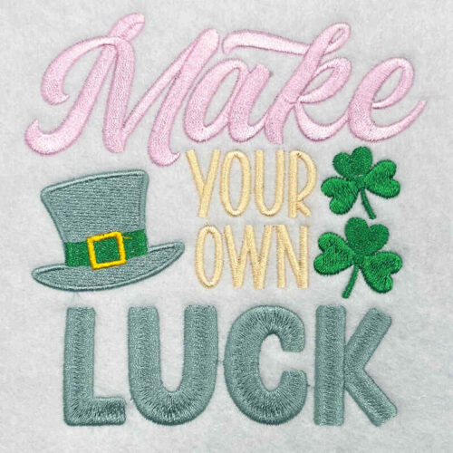 make own luck embroidery design