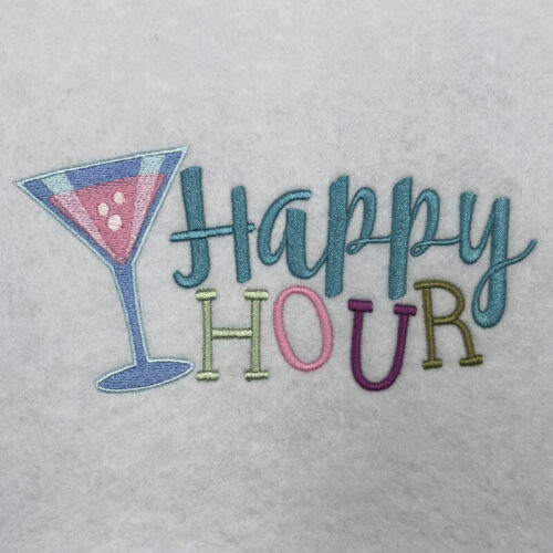 Happy Hour embroidery design