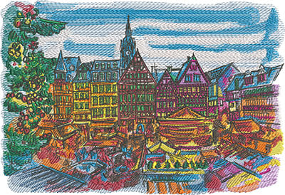 Premium Embroidery Design: Embroidery Art See The World In Stitches Frankfurt 3 sizes