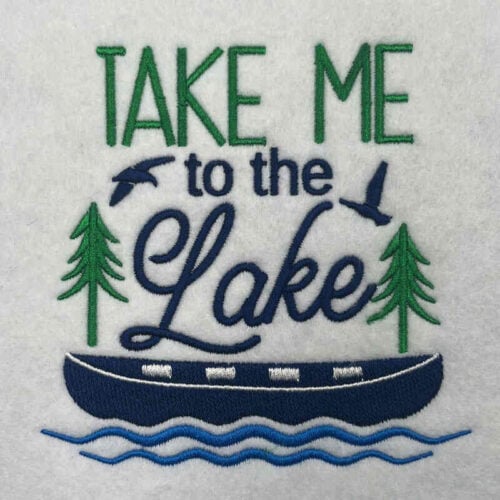 Take me to the lake embroidery design