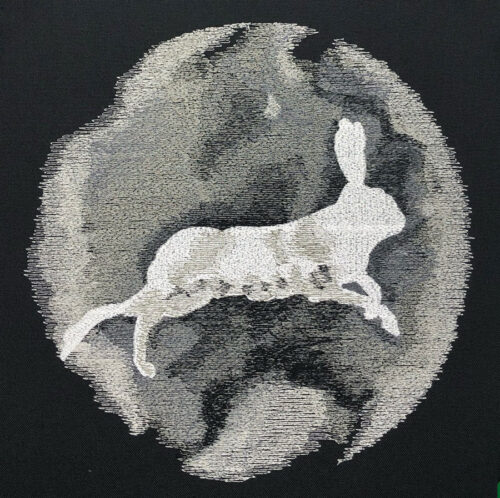 winter silhouette rabbit embroidery design