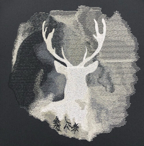 Premium Embroidery Design: Deer Winter Silhouette3 sizes